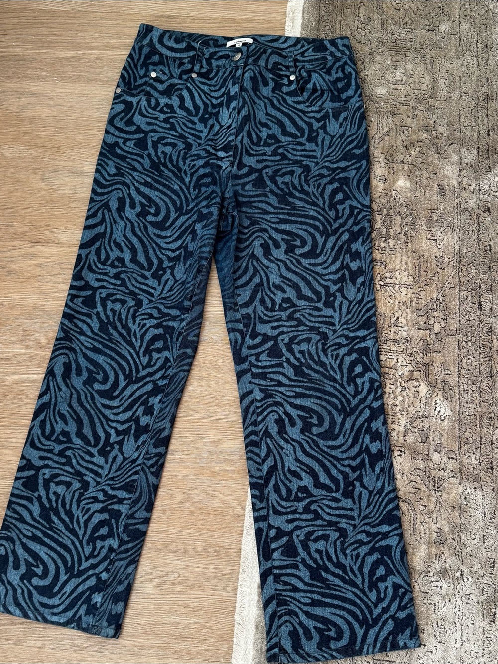 Miaou Zebra Print Jeans Size 29 | Blue Black Y2K Straight Leg